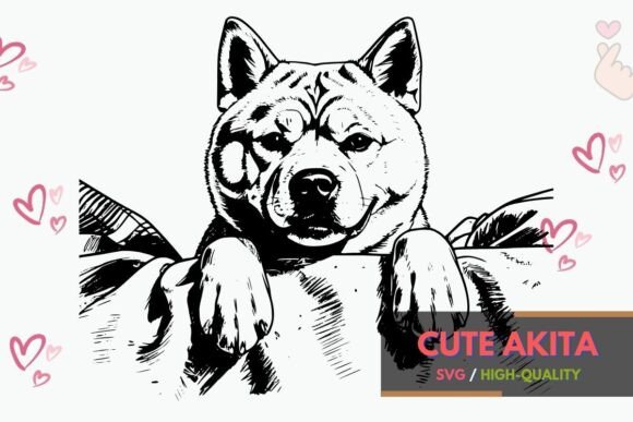 Adorable Akita Dog SVG Illustration