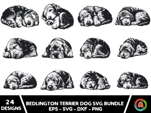 Bedlington Terrier Dog Svg Bundle for Embroidery