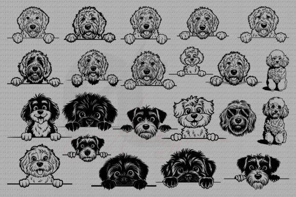 Cavapoo Dog SVG Bundle Peeking Dog SVG