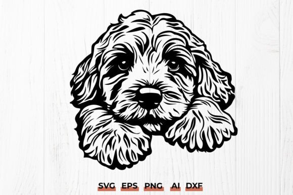Cute Cavapoo Dog SVG Fluffy Puppy DXF