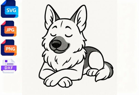Cute German Shepherd Dog SVG DXF PNG JPG