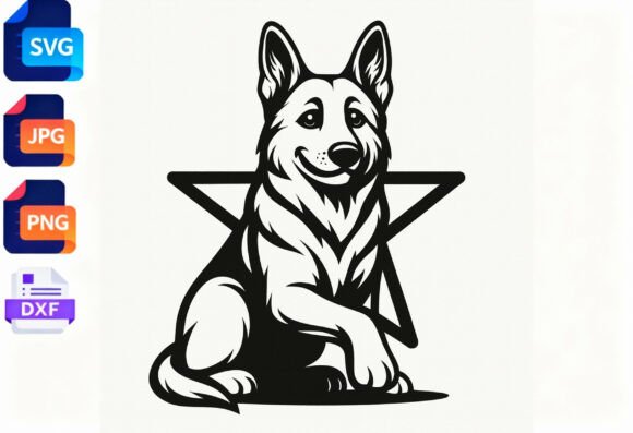 German Shepherd Dog SVG Star Animal