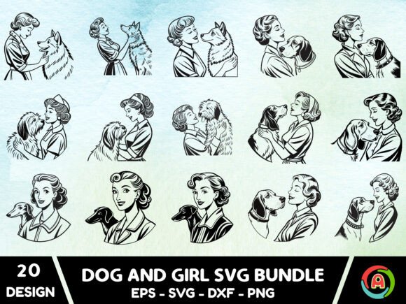 Girl with Dog Svg Bundle5