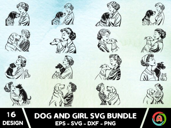 Girl with Dog Svg Bundle8