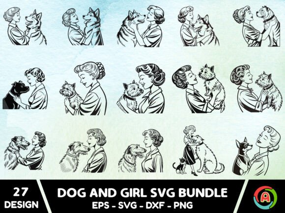 Girl with Dog Svg Bundle9
