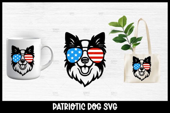 Patriotic Collie Dog SVG