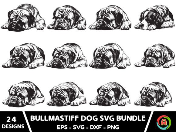 Sleeping Bullmastiff Dog SVG Bundle