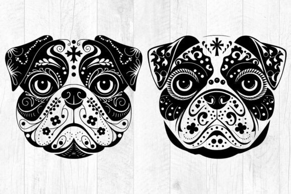 Sugar Skull Pug Dog SVG, Day of the Dead